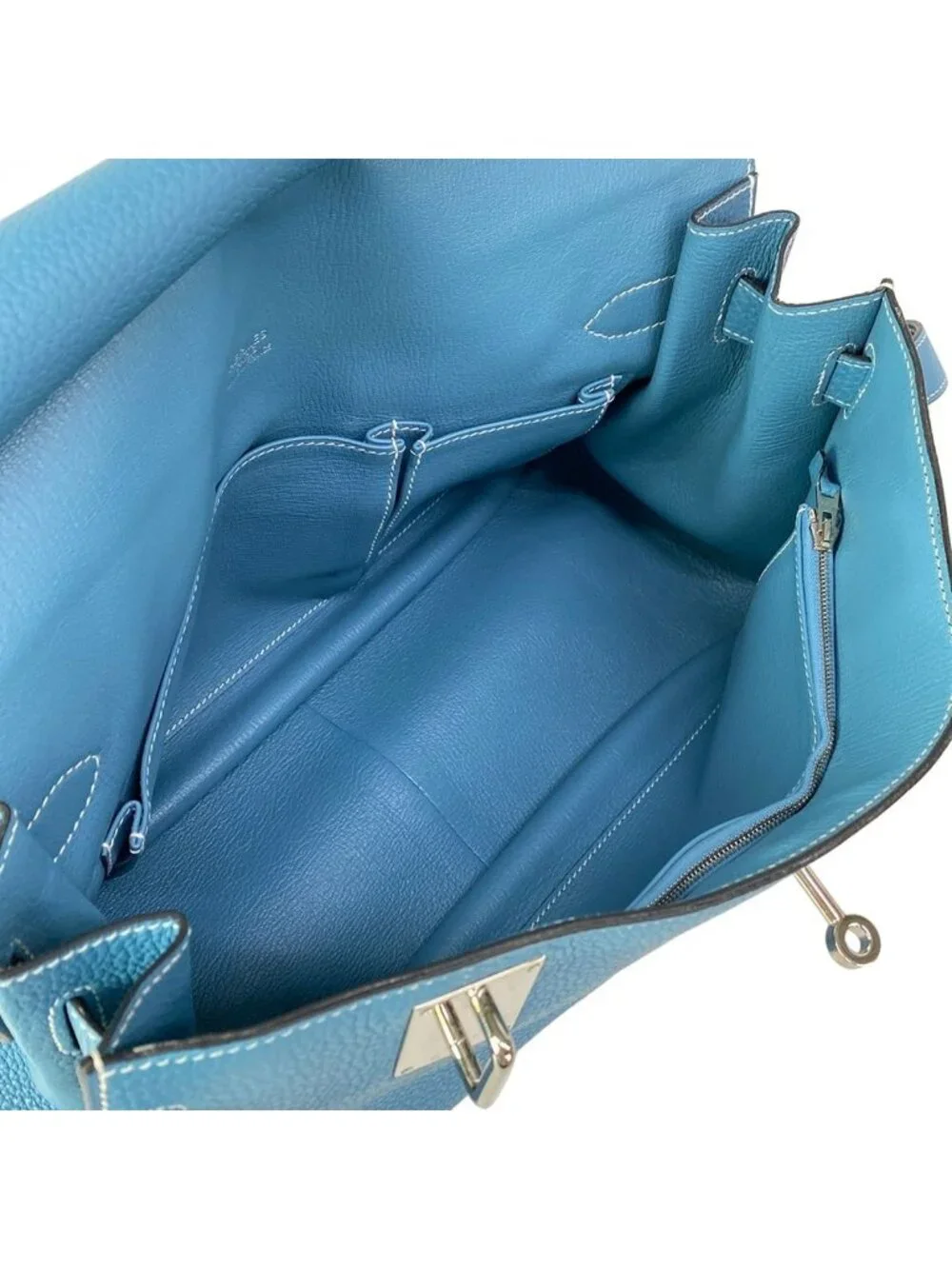 Hermes Shoulder Bag Gipsiere 34 Blue Jean Silver